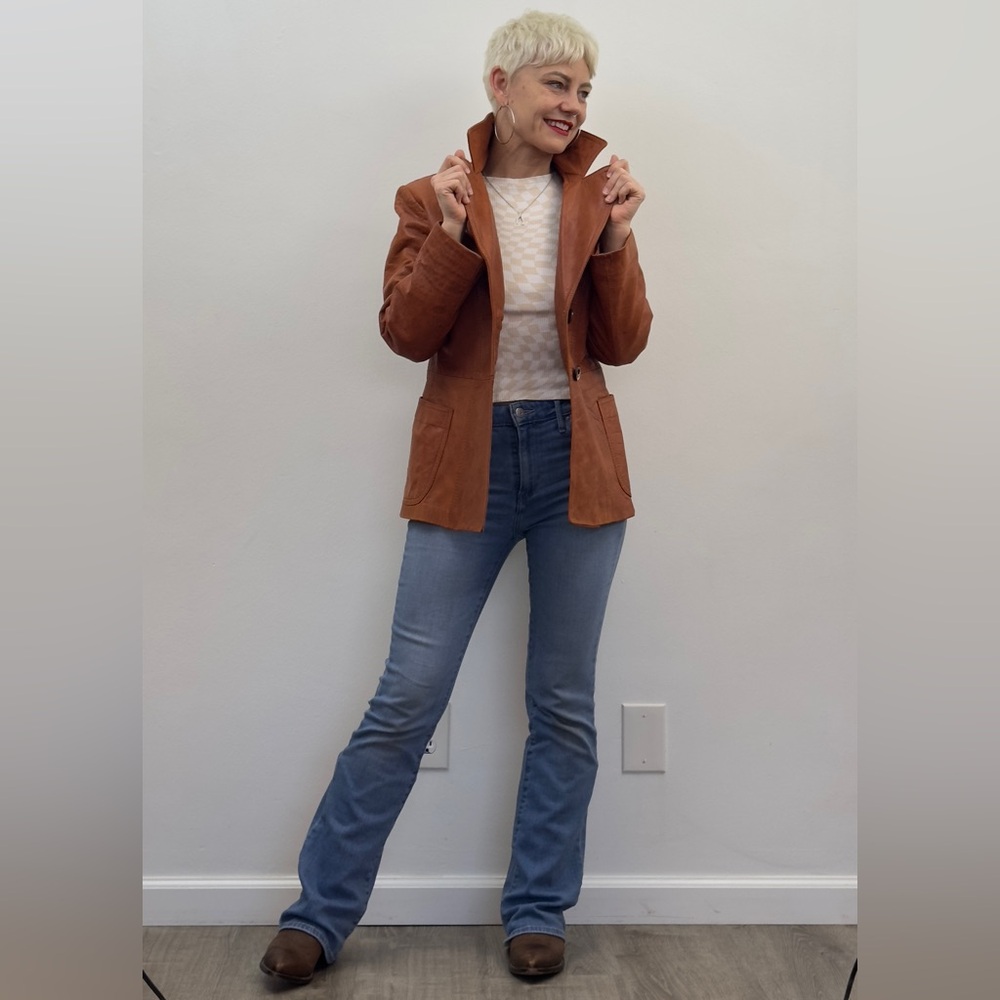 Vintage 90s western leather blazer